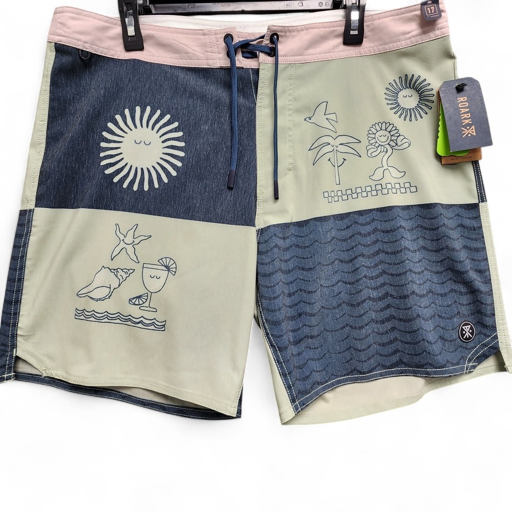 Roark Passage 17" Board Shorts Mens 36 Costa‎ Chapporal Colorblock NEW w/ tag